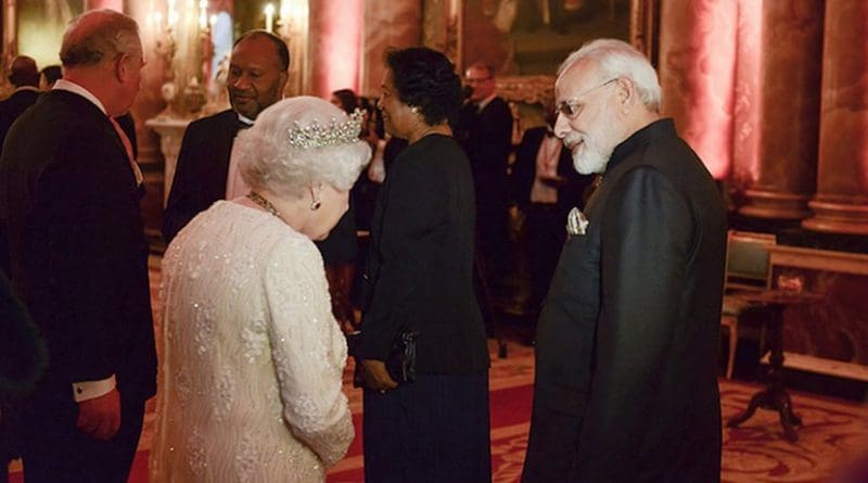 India's Prime Minister Modi with Queen Elizabeth II, the head of the Commonwealth. Credit: CHOGM.