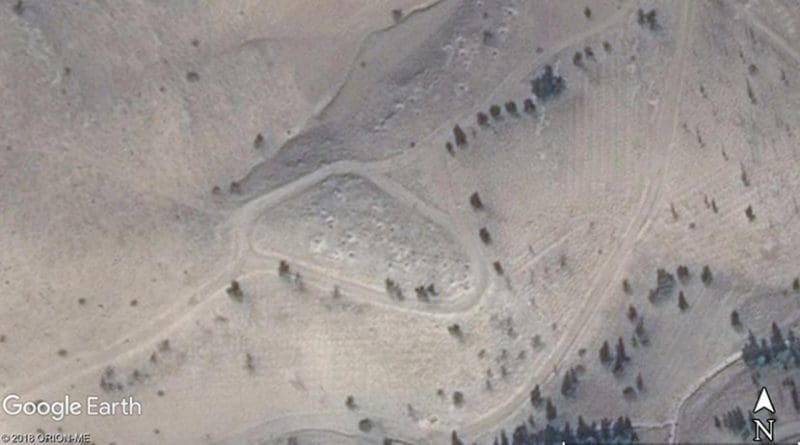 A 2013 CNES/Airbus satellite image of a new site that could be identified because looting pits over the site are visible on high-resolution satellite imagery. Credit Map data ©2018 Google.