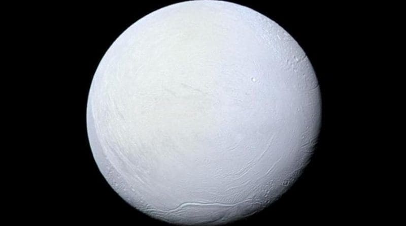 During its 'snowball' phase, the Earth may have resembled Enceladus, a moon of Saturn that is covered in snow and ice. Credit NASA/JPL-Caltech/Space Science Institute