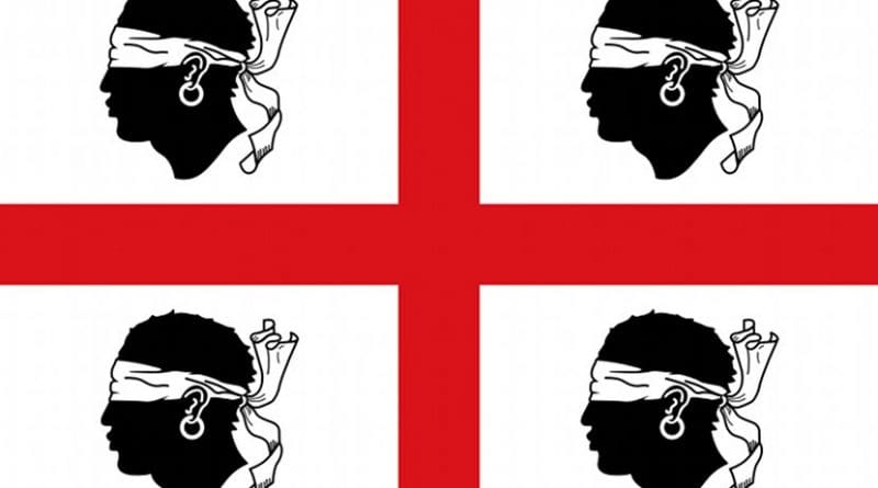 Flag of Autonomous Region of Sardinia. Credit: Wikipedia Commons.