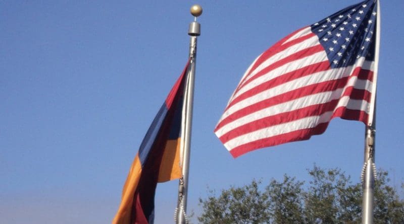 Flags of Armenia and United States. Photo Credit: Yerevanci, Wikimedia Commons.