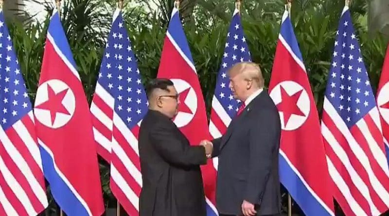 North Korean leader Kim Jong-un and US President Donald Trump. Photo Credit: US State Department video screenshot.