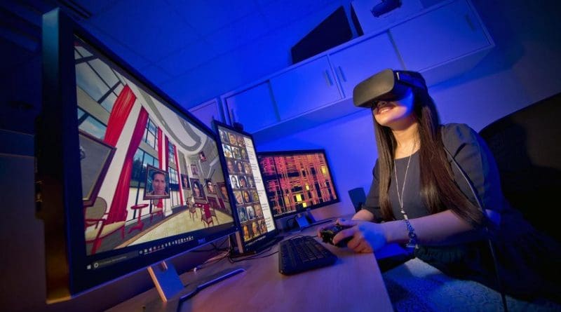 University of Maryland researchers conducted one of the first in-depth analyses on whether people recall information better through virtual reality, as opposed to desktop computers. Credit John T. Consoli / University of Maryland