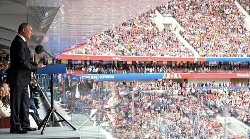 Russia's President Vladimir Putin at the opening ceremony of the 2018 FIFA World Cup. Photo Credit: Kremliin.ru