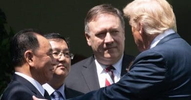 US President Donald Trump and Secretary of State Mike Pompeo meet with North Korean envoy Kim Yong Chol at the White House ahead of the June 12th summit. Photo Credit: White House.