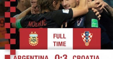 Croatia shocks Argentina in 0-3 win in 2018 World Cup. Photo Credit: HNS | CFF, Twitter.