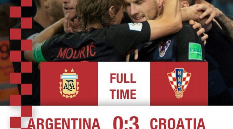 Croatia shocks Argentina in 0-3 win in 2018 World Cup. Photo Credit: HNS | CFF, Twitter.