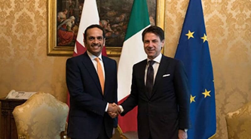 Italy's Prime Minister Giuseppe Conte with Qatar's Deputy Prime Minister and Minister of Foreign Affairs Sheikh Mohammed bin Abdulrahman Al -Thani. Photo Credit: Qatar Foreign Ministry.