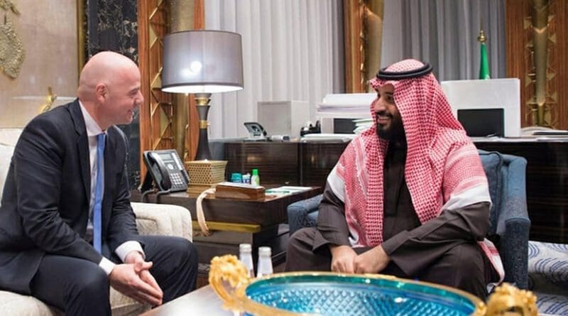 Saudi Arabia's Crown Prince Mohammad Bin Salman with FIFA President Gianni Infantino. Photo Credit: SPA