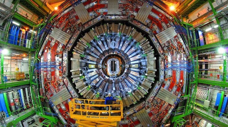 CMS detector in a cavern 100 m underground at CERN's Large Hadron Collider. Credit CERN