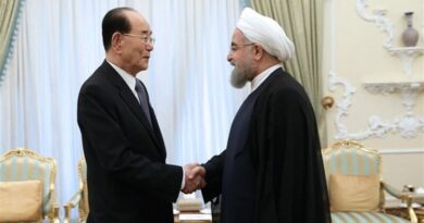 President of the Presidium of the Supreme People's Assembly of North Korea Kim Yong-nam with Iran's President Hassan Rouhani. Photo Credit: Tasnim News Agency.