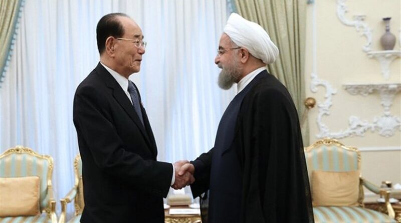 President of the Presidium of the Supreme People's Assembly of North Korea Kim Yong-nam with Iran's President Hassan Rouhani. Photo Credit: Tasnim News Agency.