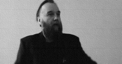 Edited photo of Aleksandr Dugin. Original Photo by Tempus, Wikimedia Commons.