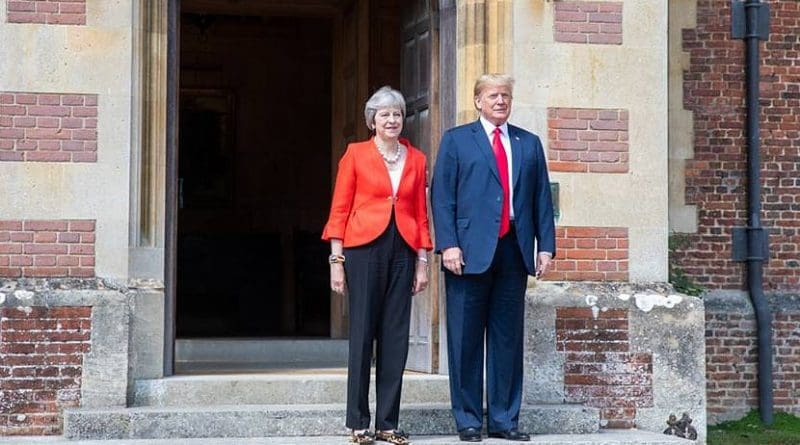 Prime Minister Theresa May welcomes President Donald J. Trump to her residence for a bilateral meeting | July 12, 2018 (Official White House Photo by Shealah Craighead)