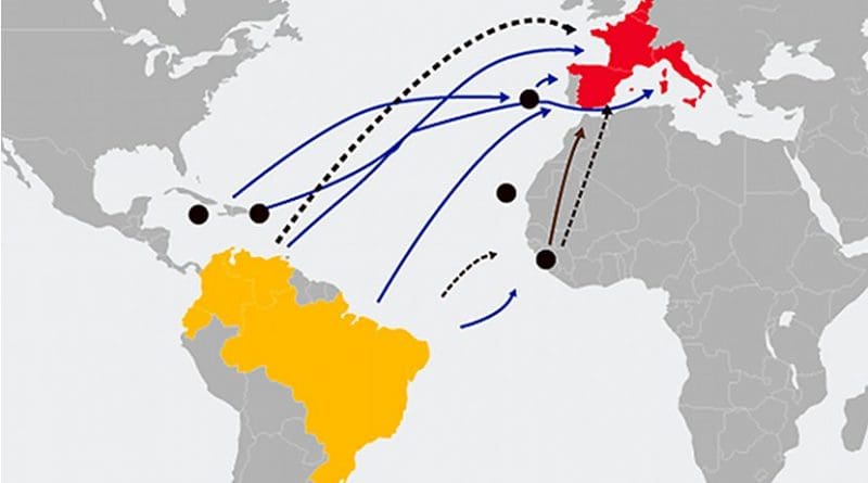 Main cocaine trafficking routes to Europe. Map: InSight Crime (CC BY-NC 3.0)