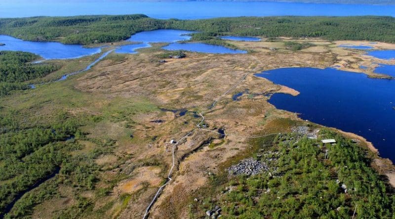 This is an aerial view of the field site in Arctic Sweden, where researchers uncovered thousands of previously unrecognized microbes that could contribute to the speed of climate change. Credit Scott Saleska