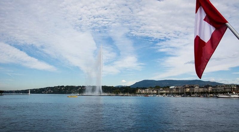 Geneva and Switzerland's flag.