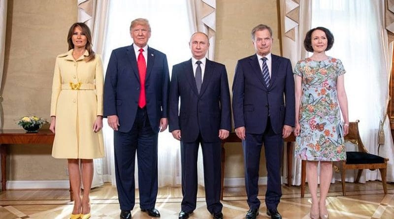 President Donald J. Trump and First Lady Melania Trump with President Vladimir Putin of the Russian Federation and President Sauli Niinistö and Jenni Haukio of Finland | July 16, 2018 (Official White House Photo by Shealah Craighead)