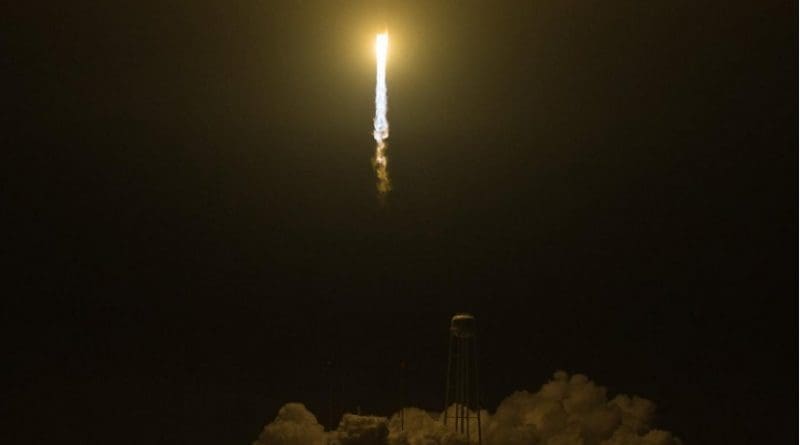 HaloSat launched from NASA's Wallops Flight Facility in Virginia on May 21, 2018, aboard a Cygnus spacecraft from Orbital ATK, now known as Northrop Grumman, on the company's Antares rocket. HaloSat will study the halo of gas around the Milky Way as part of the search for the universe's missing matter. Credit NASA/Aubrey Gemignani