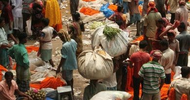Scene in Kolkata, India market.