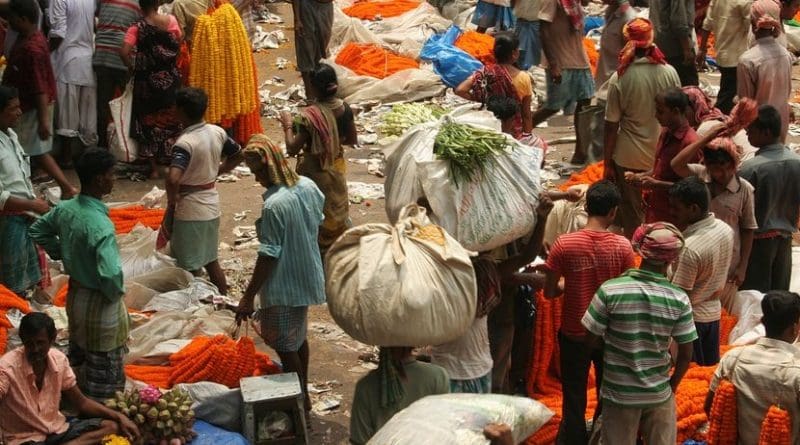 Scene in Kolkata, India market.