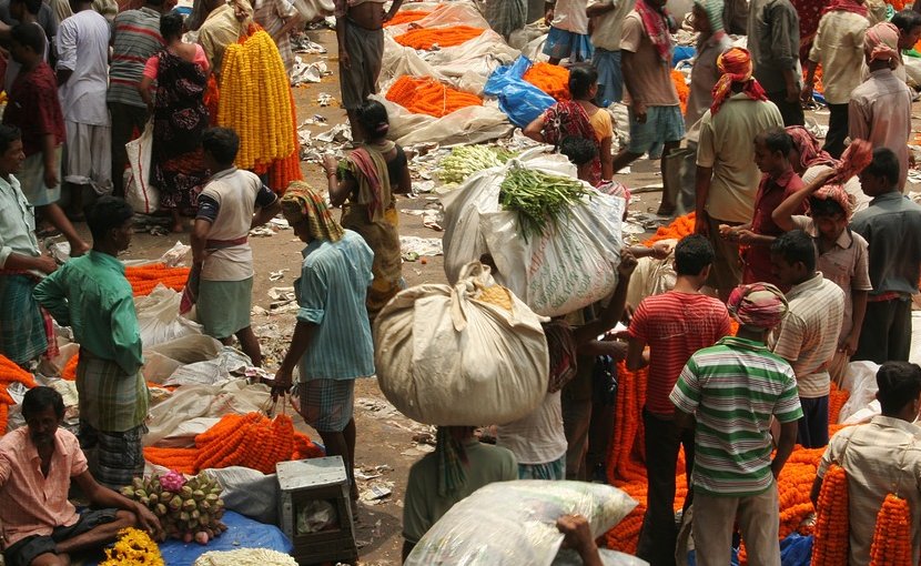 Scene in Kolkata, India market.