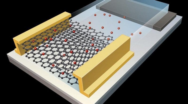 Pitt engineers built a graphene-based artificial synapse in a two-dimensional, honeycomb configuration of carbon atoms that demonstrated excellent energy efficiency comparable to biological synapses Credit Swanson School of Engineering