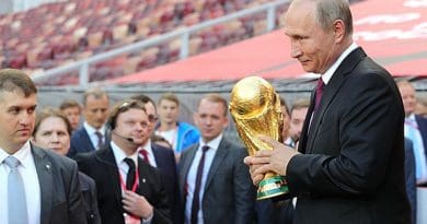 Russia's President Vladimir Putin at FIFA World Cup Trophy Tour kick-off ceremony. Photo Credit: Kremlin.ru.