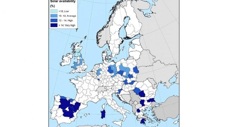 Solar availability factors (%) at regions hosting coal mining infrastructure.