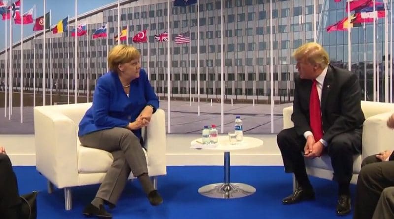 US President Trump holds a bilateral meeting with Germany's Chancellor Merkel. Photo Credit: White House video screenshot.