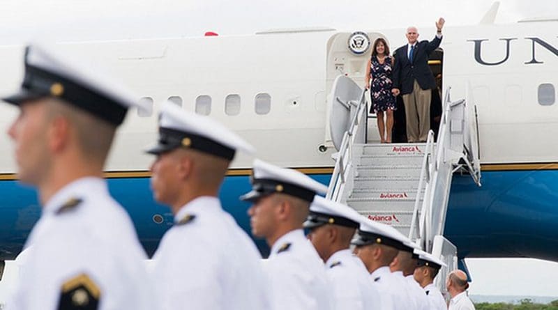 Vice President Mike Pence and Mrs. Karen Pence arrive in Colombia | August 13, 2017 (Official White House photo by Myles D. Cullen)
