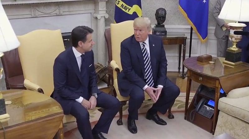 Italy's Prime Minister Giuseppe Conte and US President Donald Trump. Photo Credit: White House video screenshot.