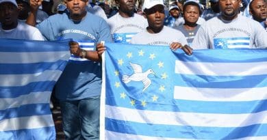 Southern Cameroonian expats marching in support of the Ambazonian cause. Photo Credit: Lambisc, Wikipedia Commons.
