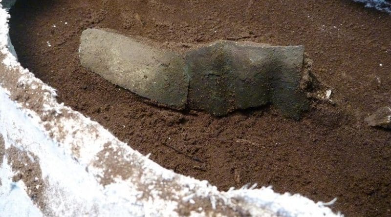 This is a copper band revealed during excavations. Credit Matthew Sanger