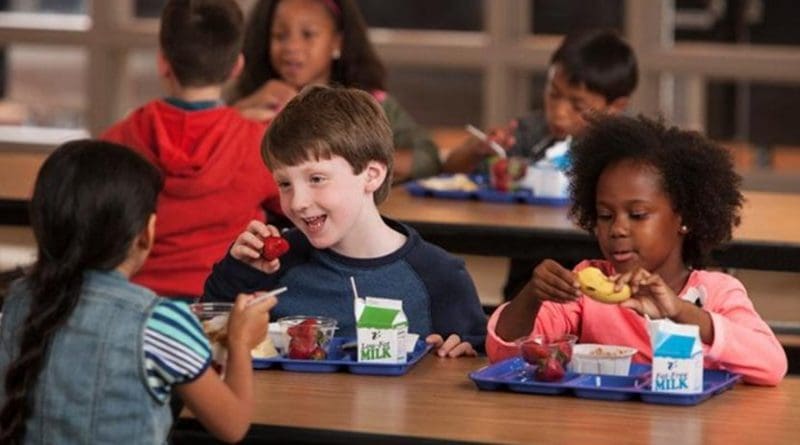 Children eating school breakfast. Photo courtesy of USDA.