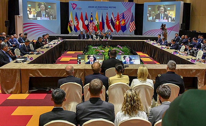 US Secretary of State Michael R. Pompeo speaks at the ASEAN-US Ministerial Meeting, 3 August 2018, Singapore. [State Department Photo / Public Domain]