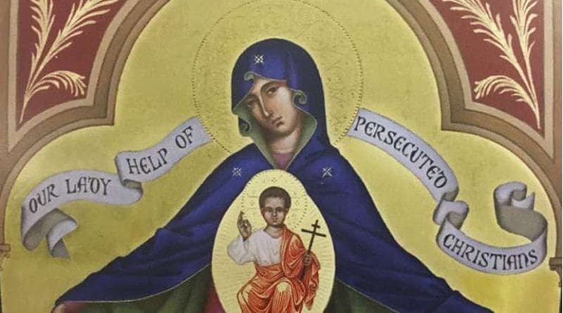 Icon of Our Lady Help of Persecuted Christians, presented at the Knight of Columbus convention. Credit CNA