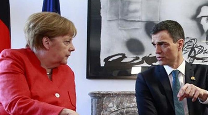 Spain's Pedro Sánchez and Germany's Angela Merkel. Photo Credit: File photo Pool Moncloa / JM Cuadrado