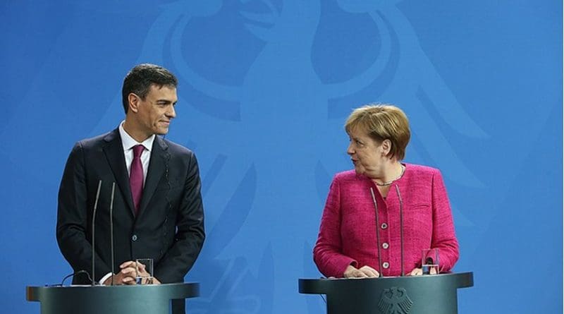 Spain's Pedro Sánchez and Germany's Angela Merkel. Photo Credit: File photo Pool Moncloa/Fernando Calvo
