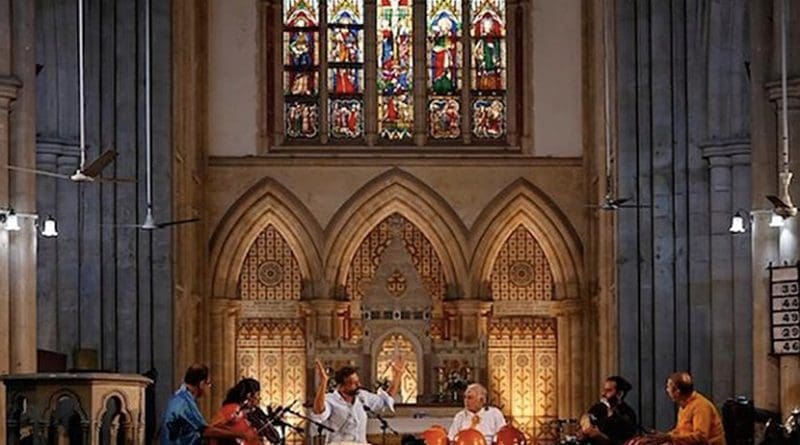 T.M. Krishna performs at the iconic Afghan Church in Mumbai on Dec. 17, 2017. He believes in using music for interreligious harmony by singing songs of Christian and Islamic themes using the Carnatic school of music, considered a bastion of upper-caste Hindus. (Photo courtesy of thenewsminute.com)