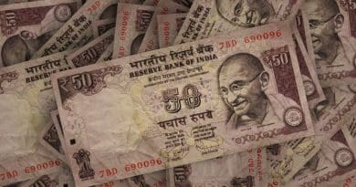 Indian rupee banknotes.