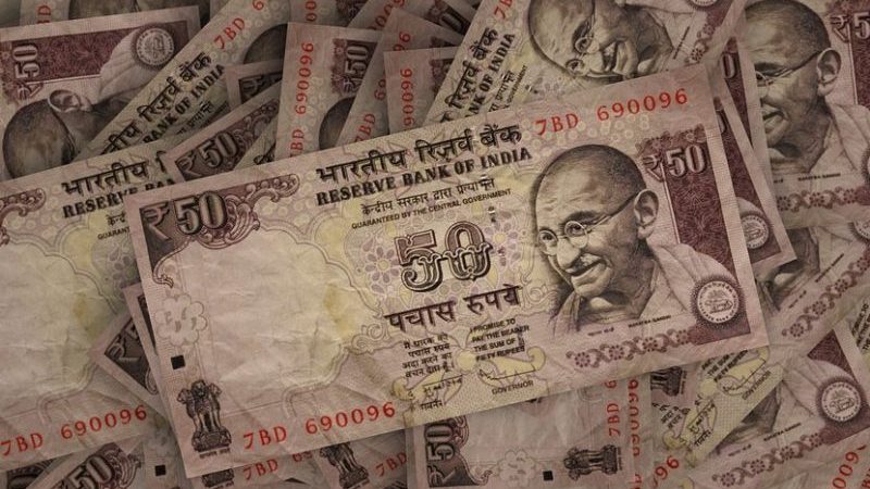 Indian rupee banknotes.
