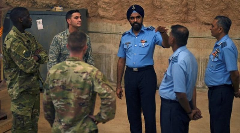 American and Indian airmen learn from each other on Andersen Air Force Base, Guam, July 23, 2018. Defense and diplomatic leaders from both countries will meet in New Dehli in September to discuss opportunities for cooperation. Air Force photo by Airman 1st Class Gerald R. Willis