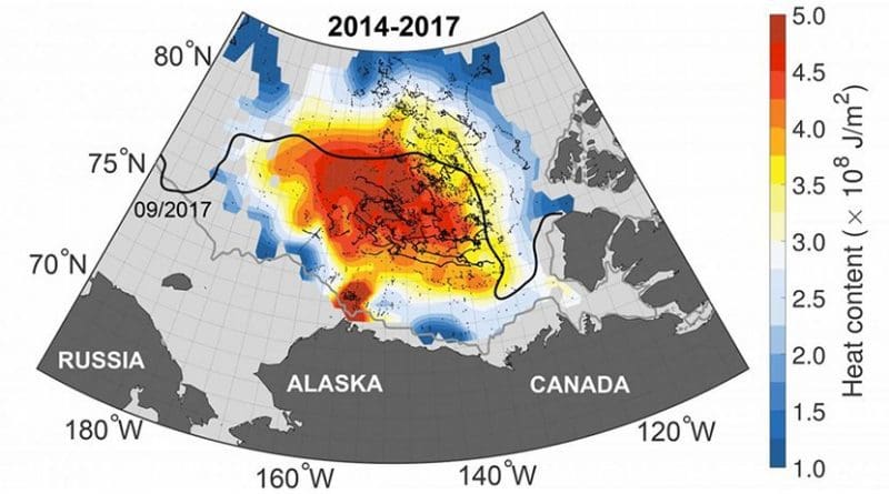 Heat currently trapped below the surface has the potential to melt the Arctic region's entire sea-ice pack if it reaches the surface, according to researchers. Credit Yale University