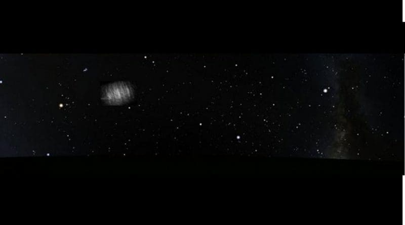 Artist's impression of the Kordylewski cloud in the night sky (with its brightness greatly enhanced) at the time of the observations. Credit G. Horváth