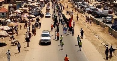 Nigerian Muslims and members of the Islamic Movement hold a rally on towards Abuja to mark the annual Arbaeen march. Photo Credit: Tasnim News Agency.