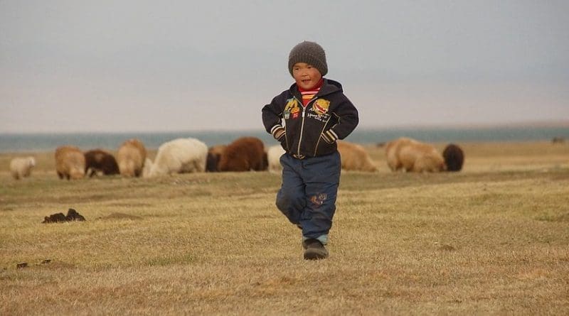 A young child in Kyrgyzstan