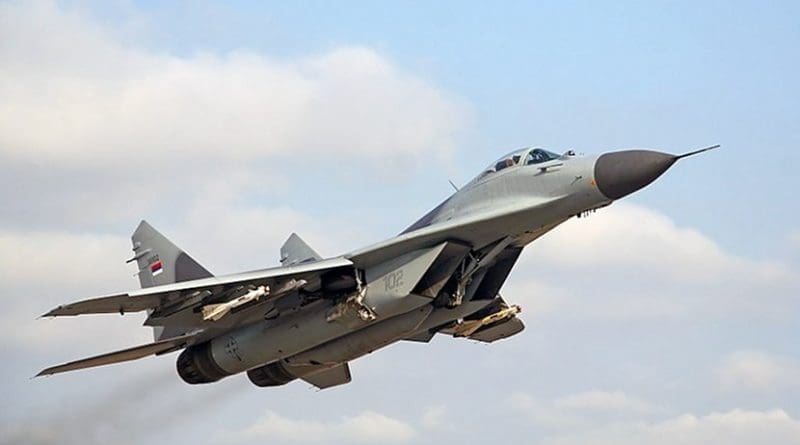 Serbian MiG-29 with pair of R-60 (AA-8 Aphid) missiles. Photo Credit: Krasimir Grozev, Wikimedia Commons.
