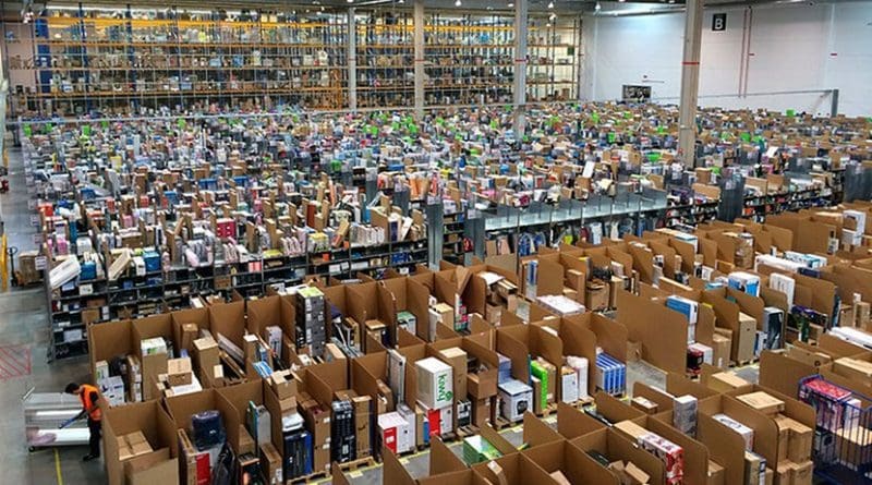 File photo of an Amazon warehouse. Photo Credit: Álvaro Ibáñez, Wikipedia Commons.