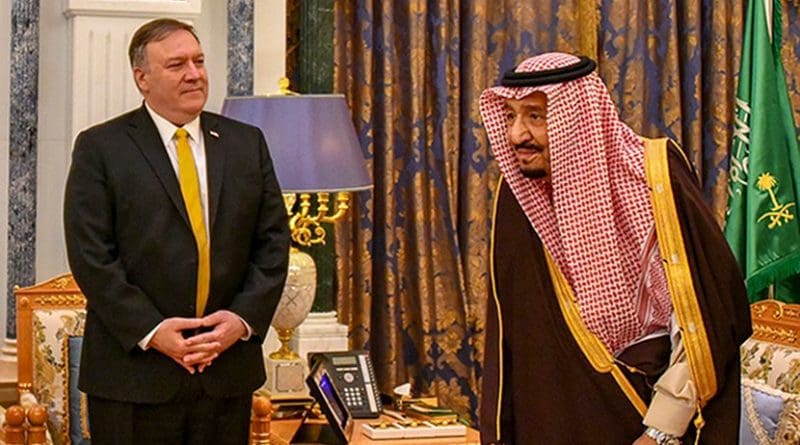 U.S. Secretary of State Michael R. Pompeo meets with Saudi King Salman bin Abdul-Aziz in Riyadh, Saudi Arabia, on January 14, 2019. Photo Credit: State Department photo